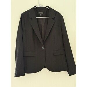 Halogen Womens Black Long Sleeve Button Front Blazer Jacket Size XL corpcore